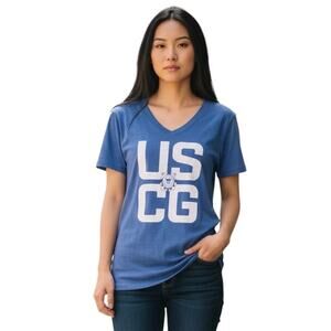 Bayside Blue USCG V-Neck T-Shirt Size M